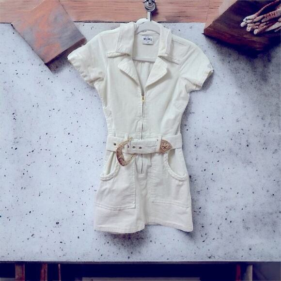 Show Me Your Mumu REVOLVE Outlaw Corduroy Mini Dress Cream Casual Sz Large - Picture 5 of 9